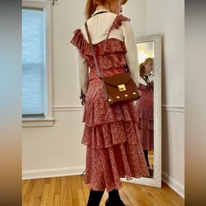 Red summery Floral Ruffle Dress